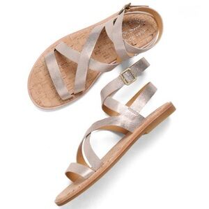 EUC Kork-Ease Women's sz8 Breyleigh Metallic Gold Strappy Cork-Base Sandals…